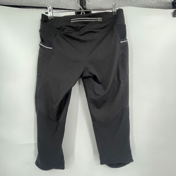 Athleta Black Athletic Mesh Dot Yoga Full-On Capri Cropped Leggings Medium - Picture 5 of 7